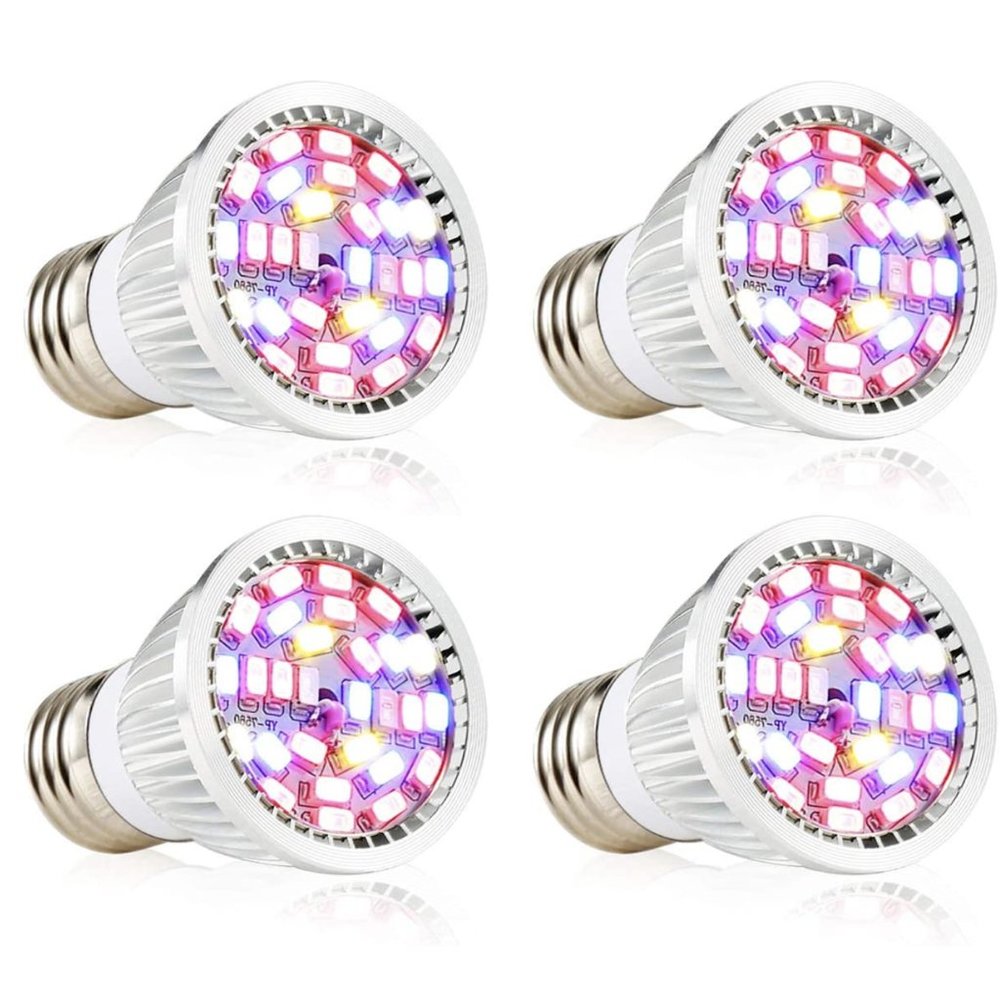 4 Pack US 28W Full Spectrum E27 E26 LED Grow Light for Veg Bloom Indoor Plant